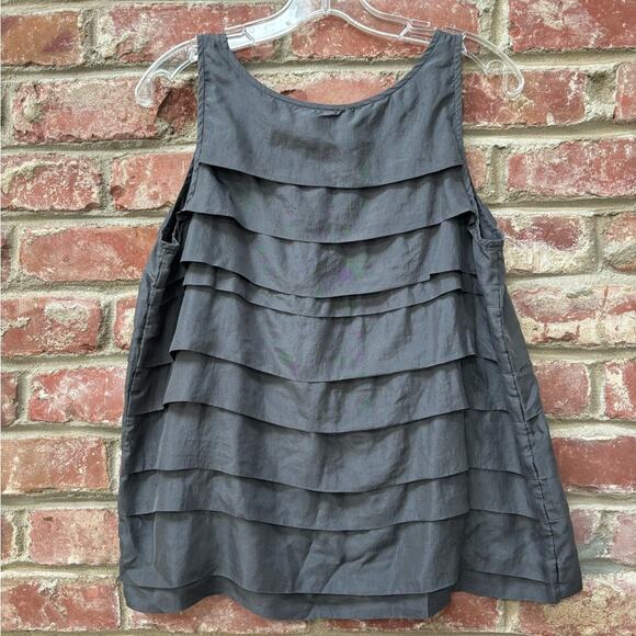 Eileen Fisher Silk Habutai Underpinning Gray Grey Layered Tank Petite Medium - Picture 4 of 7